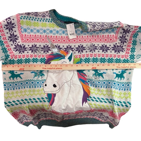 33 Degrees Unicorn Fair Isle Holiday Sweater Lisa Frank Cotton - Picture 6 of 6